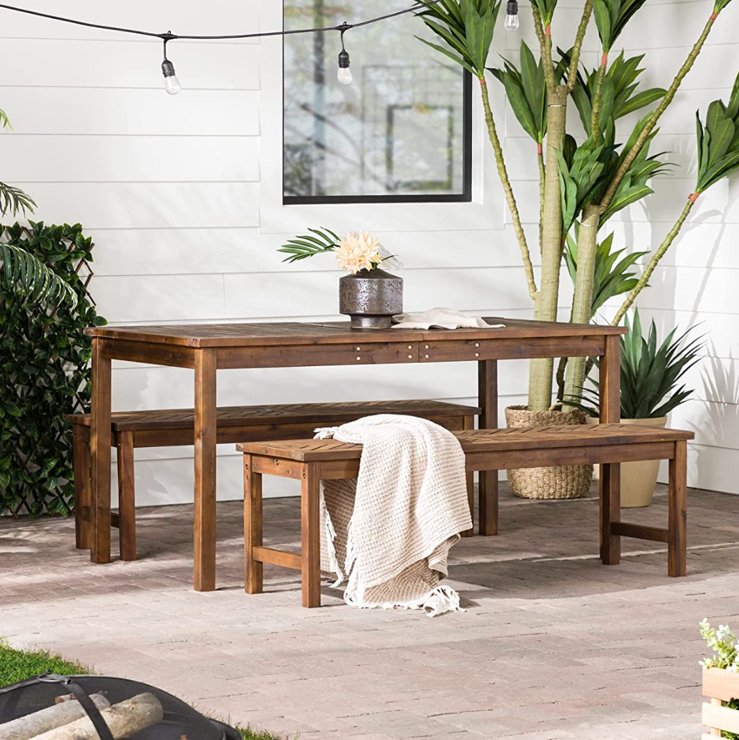 3-Piece Acacia Wood Dining Set 